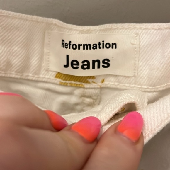 Reformation Daisy Jean Shorts High Rise Dazed White Size 27 Raw Edges - Picture 4 of 7